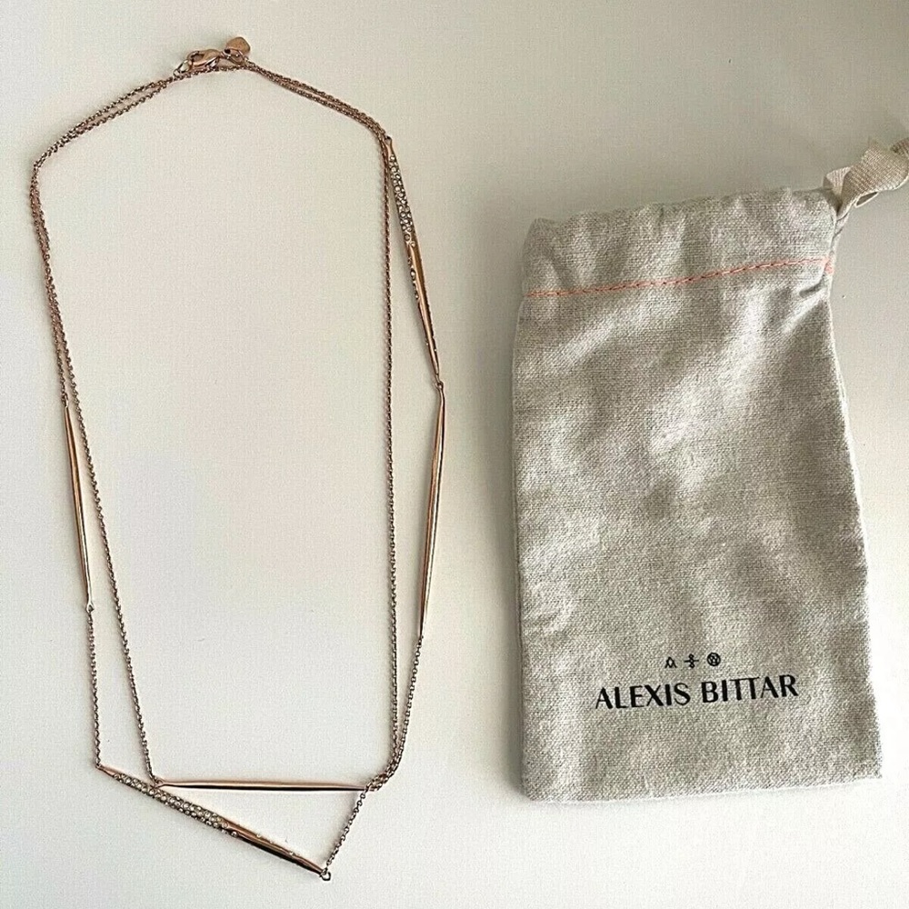Rose Gold Crystal Necklace w/ Long Spears - Alexis Bittar 131646 Miss Havisham